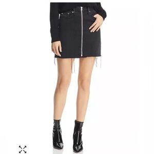 Rag & Bone Anna Denim Skirt in Clean Raven Black Zip Front Denim Skirt size 27